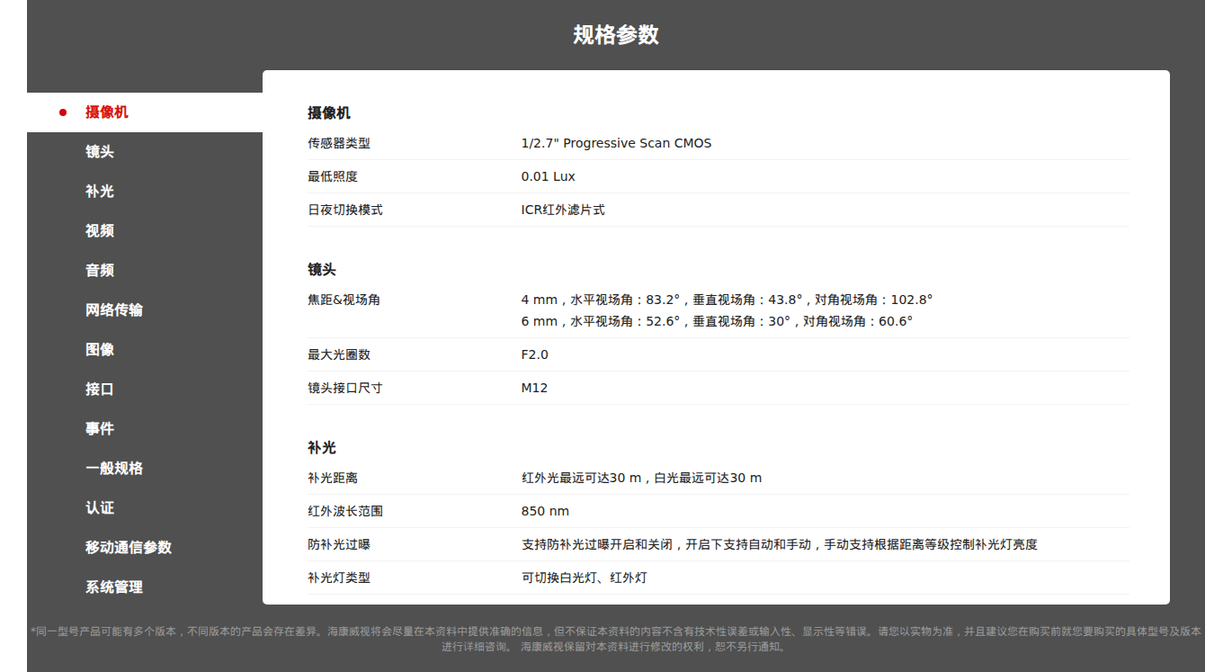 DS-2CD2235XM-LGL2T/L 规格参数截图