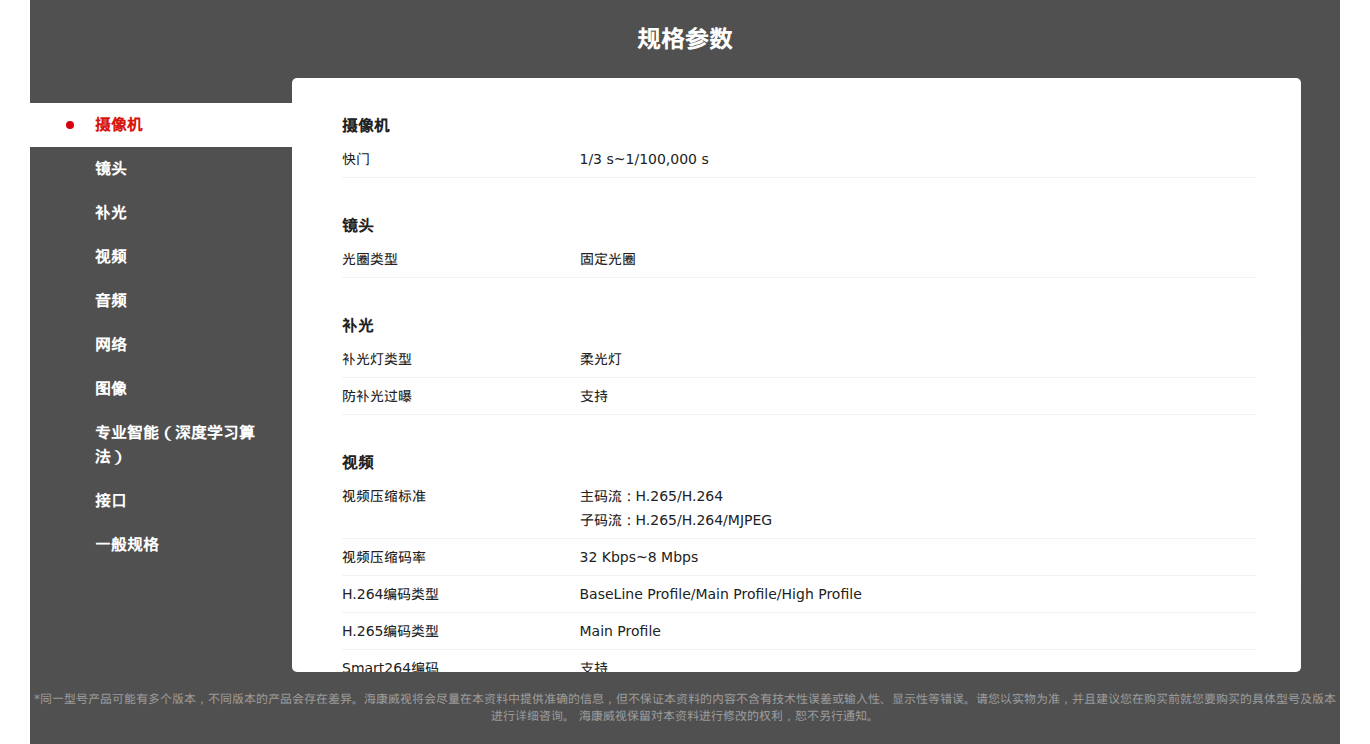 DS-2CD2T47FWDAP2V2-LS 规格参数截图